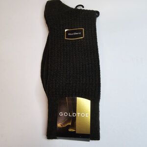 NOS Gold Toe Wool Blend Dark Olive Men's Socks Size 10-13
